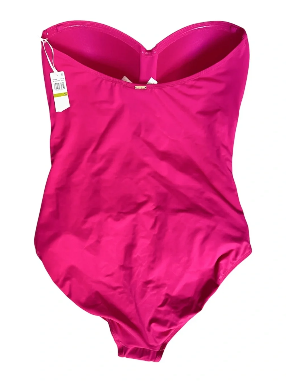 Anne Cole Pink Bandeau One Piece Swimsuit Ruched Tummy Control NWT Size 14